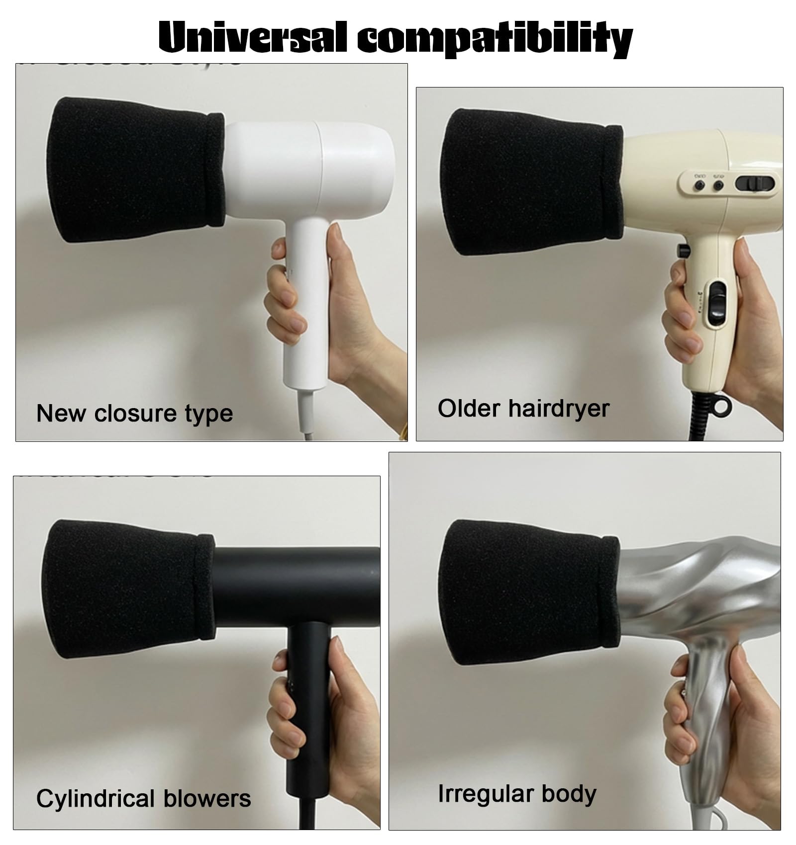 Soft foam hair dryer sock diffuser demonstrating flexible and lightweight texture for frizz-free styling.