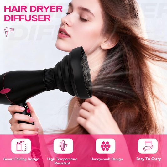 Aisoway collapsible hair dryer diffuser for curly hair showing the flexible folding mechanism for travel.