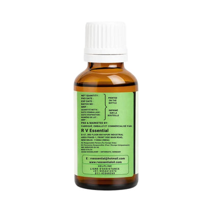 R V Essential botanical mehendi oil side view details displaying professional beauty usage