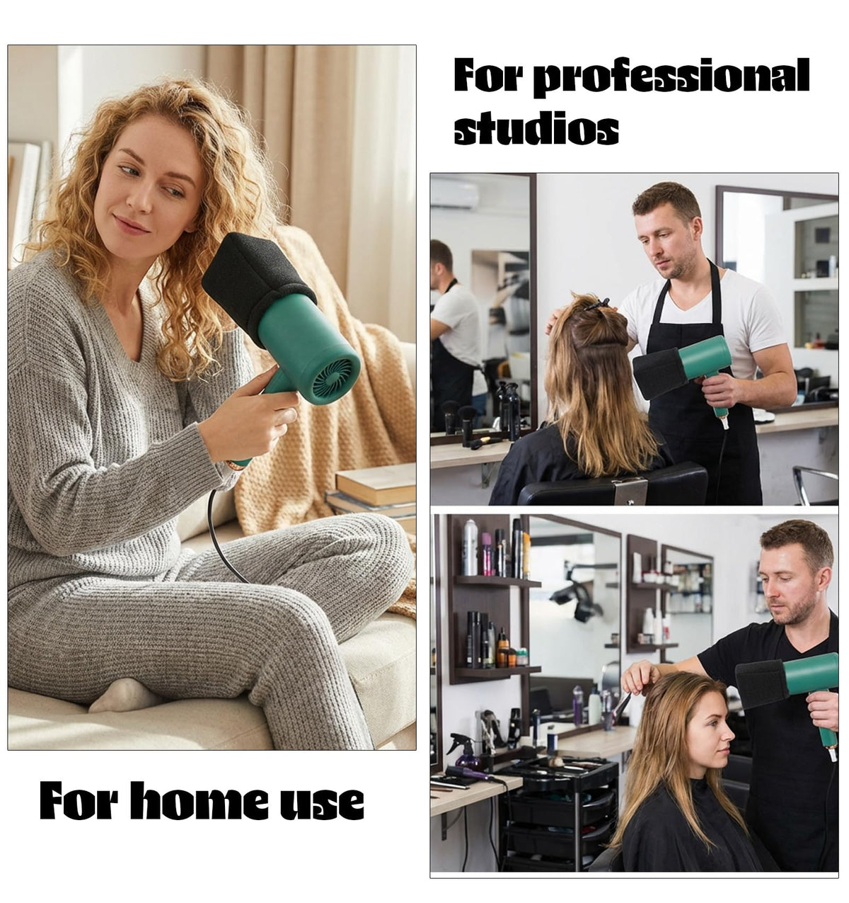 Side view of the universal anti-frizz sock diffuser attachment illustrating how it packs flat for luggage storage.