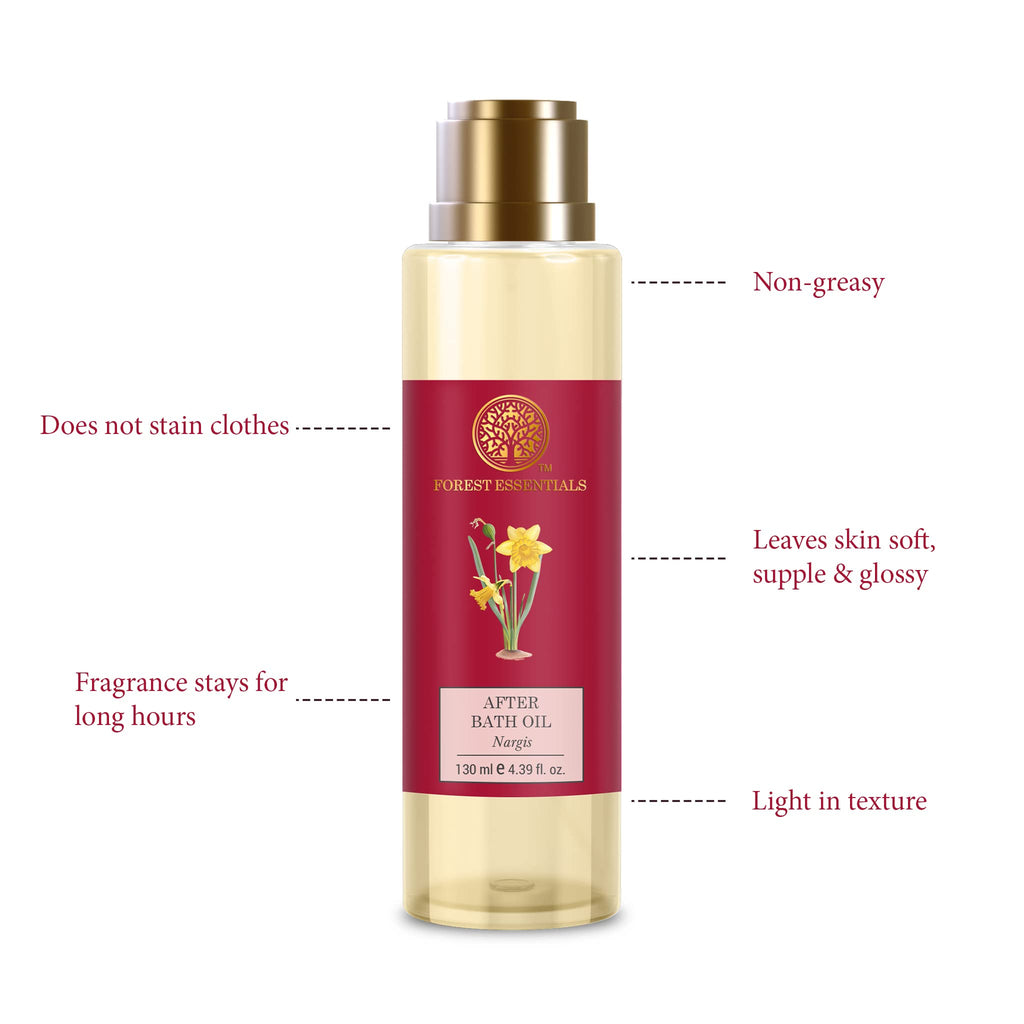 Forest Essentials Nargis body oil label and packaging detail