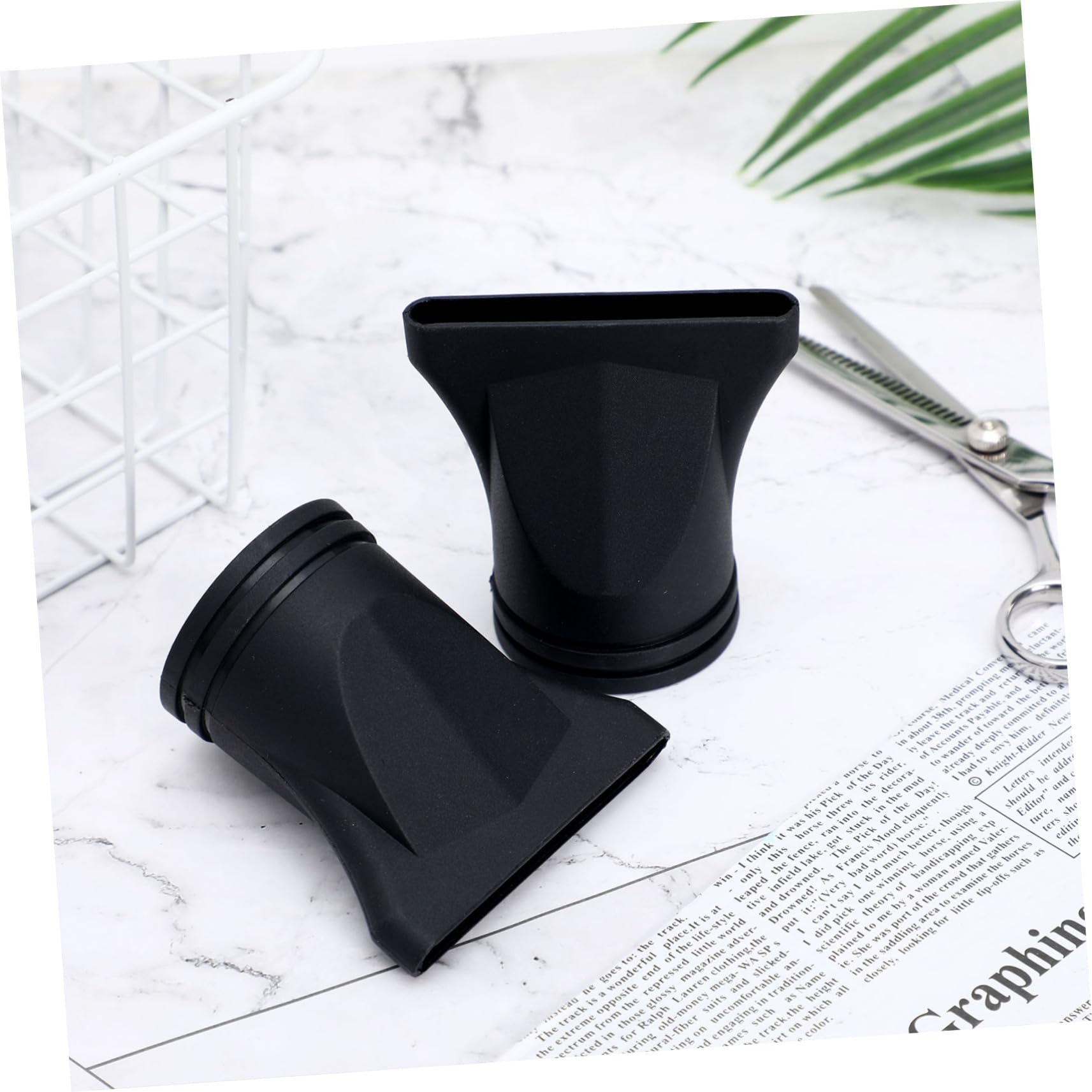 Healeved universal hair dryer attachment showcasing the inner and outer diameter dimensions for compatibility.