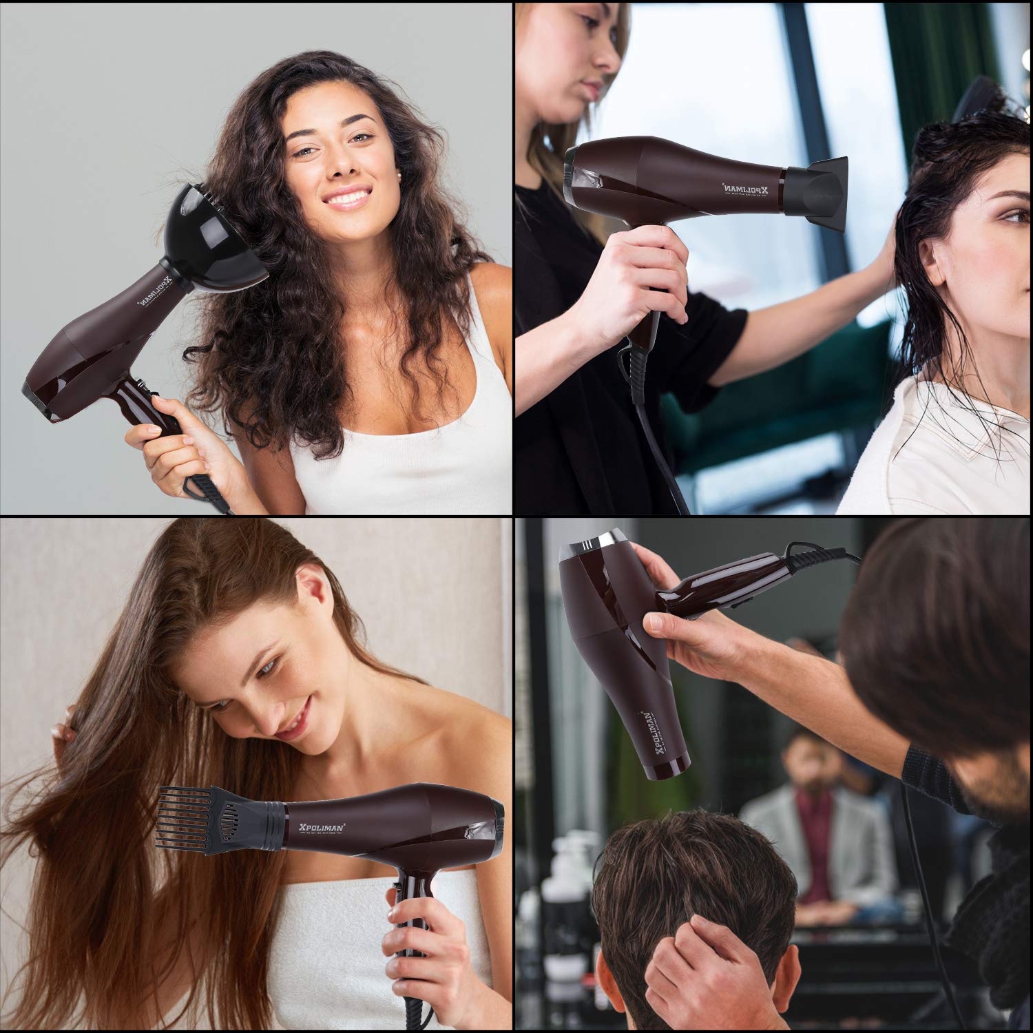 Xpoliman 2000W professional hair care device showcasing the rear air intake grille and protective safety elements