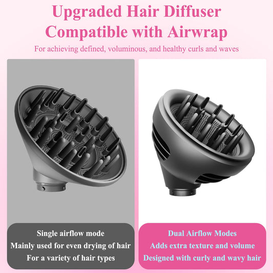Side angle of the dual mode hair diffuser showing compatibility mechanism for stylers.