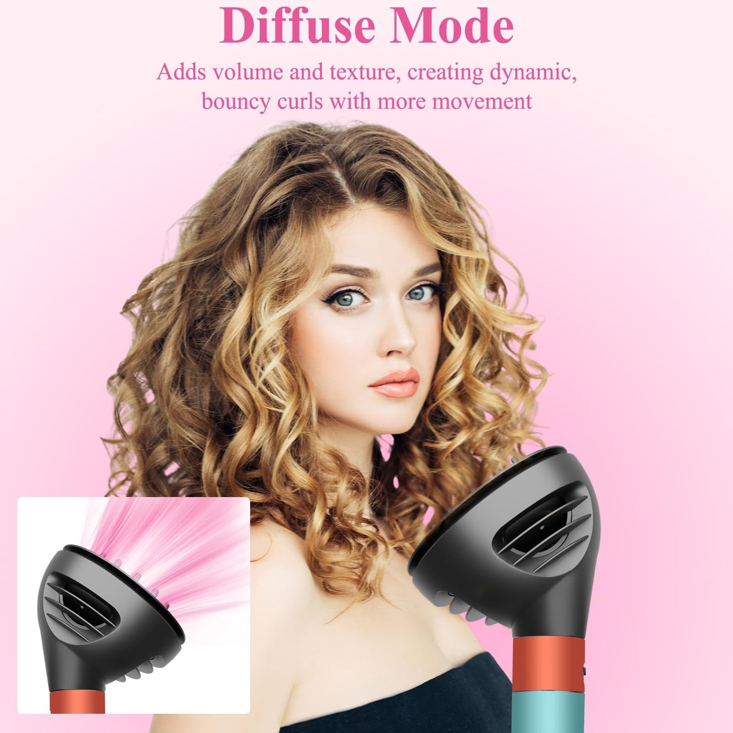 ZEPHBLOW curly hair attachment showing the extended prongs designed for maximum root volume.