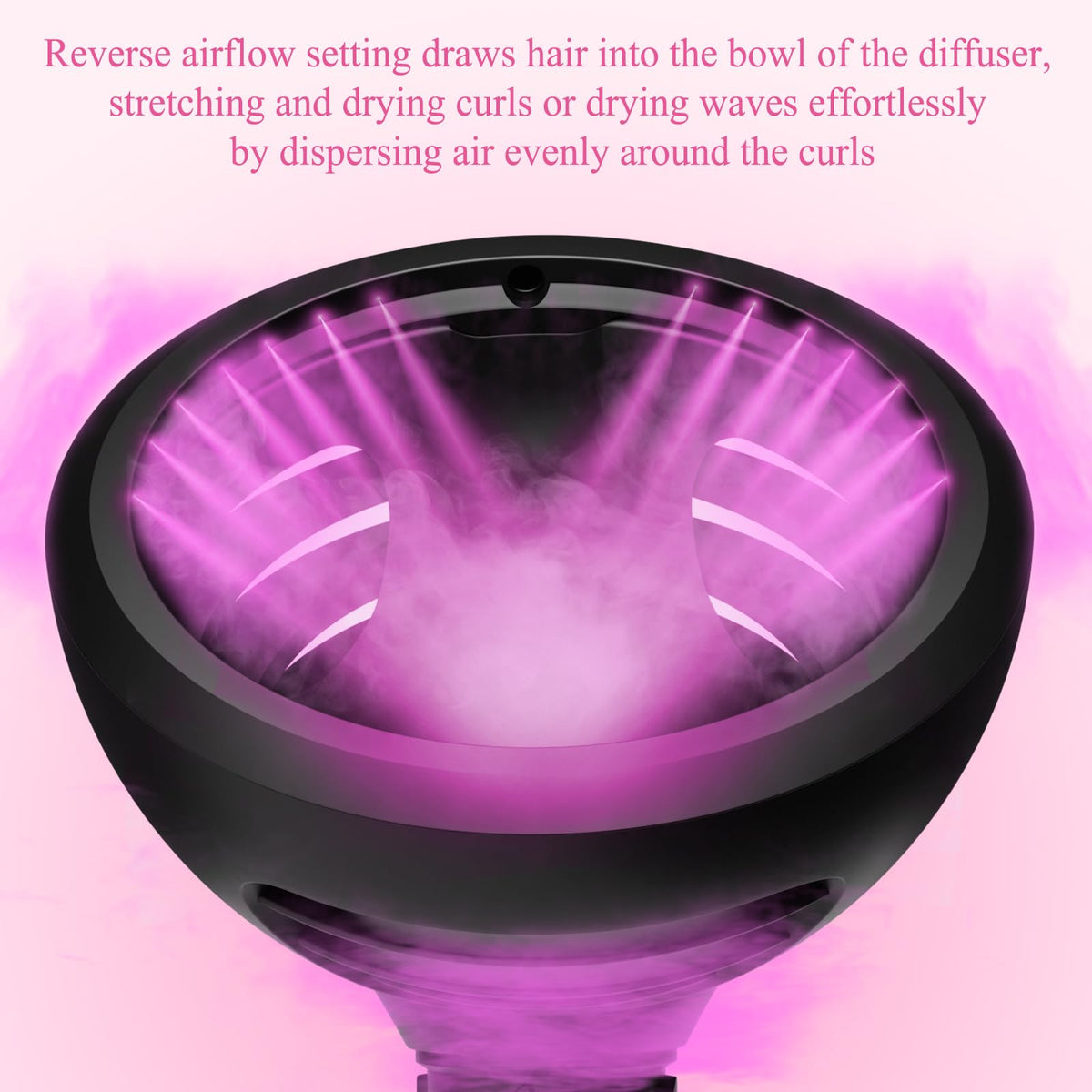 Complete product view of the premium imported wave and curl diffuser showing the dual airflow design.