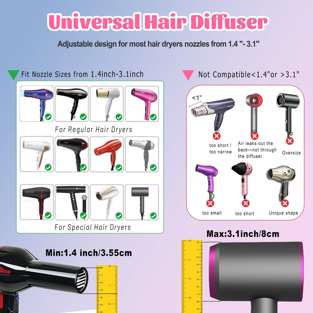 Adjustable curly hair dryer attachment showing twist mechanism for nozzle fitting