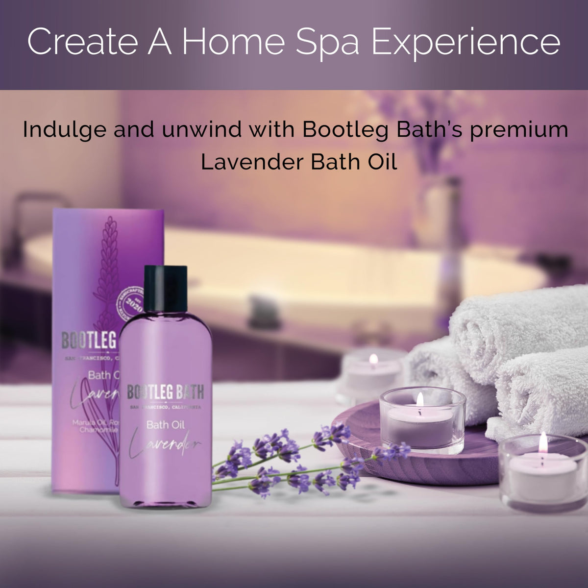 Bootleg Bath lavender bath oil cap and neck detail