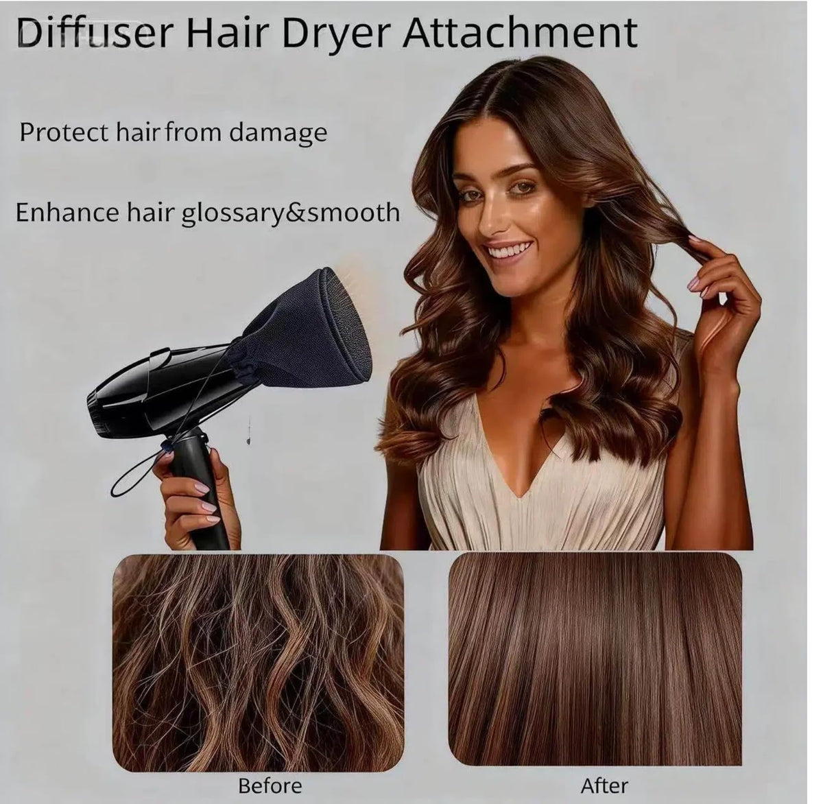 Liuweihui portable folding blow dryer diffuser nozzle collapsed flat for travel packing