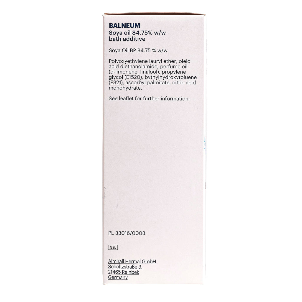 Balneum 500ml therapeutic bath additive bottle back view