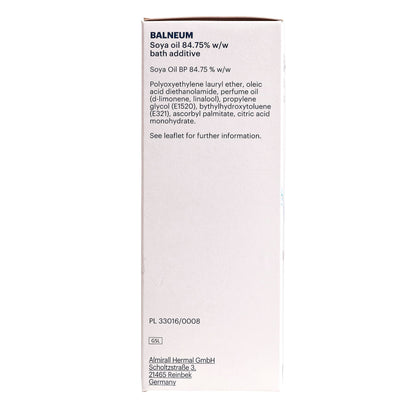 Balneum protective emollient bath oil bottle for dry skin disorders