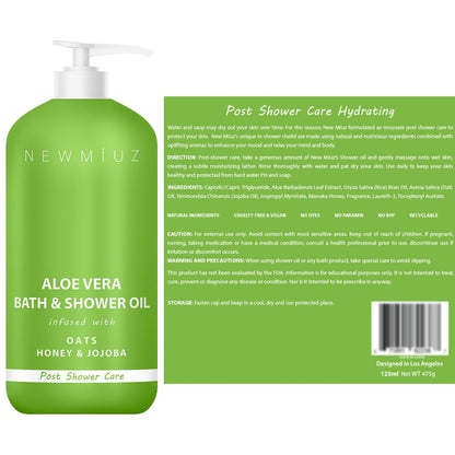 Hypoallergenic bath oil blend for dry legs and body care packaging