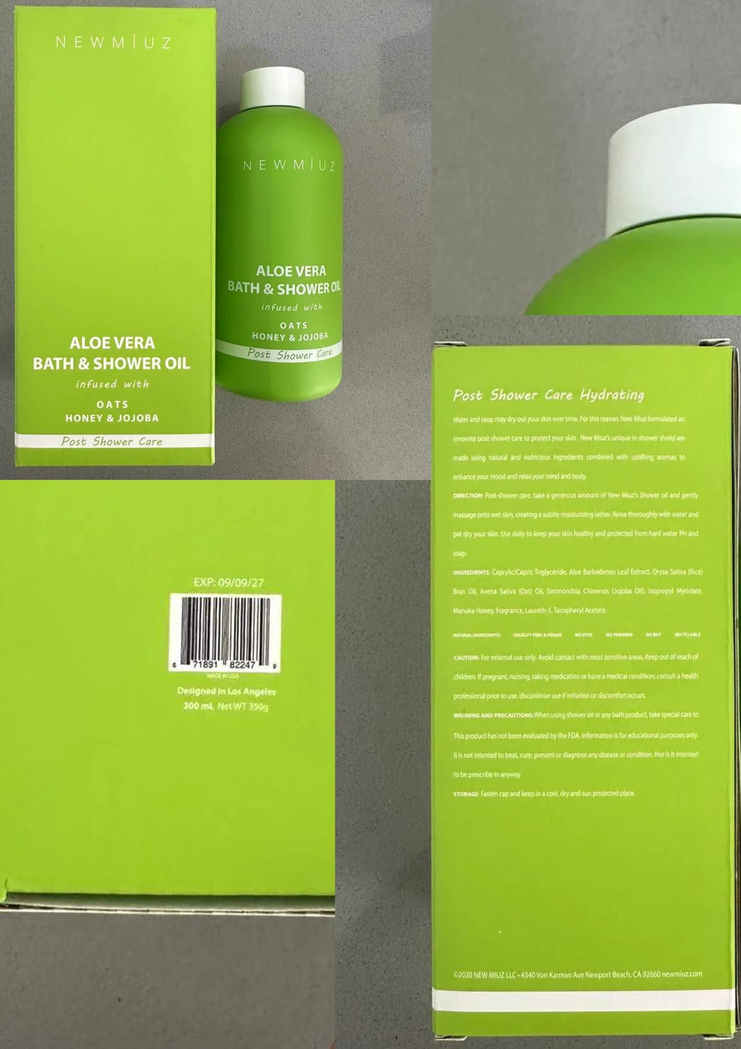 Premium imported USA beauty skin shield oil bottle on bathroom shelf