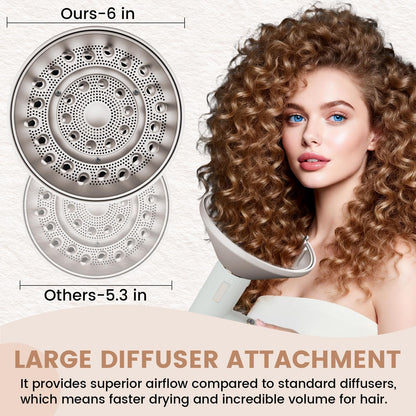 Side profile of the 6-inch hair dryer diffuser attachment for curl definition.