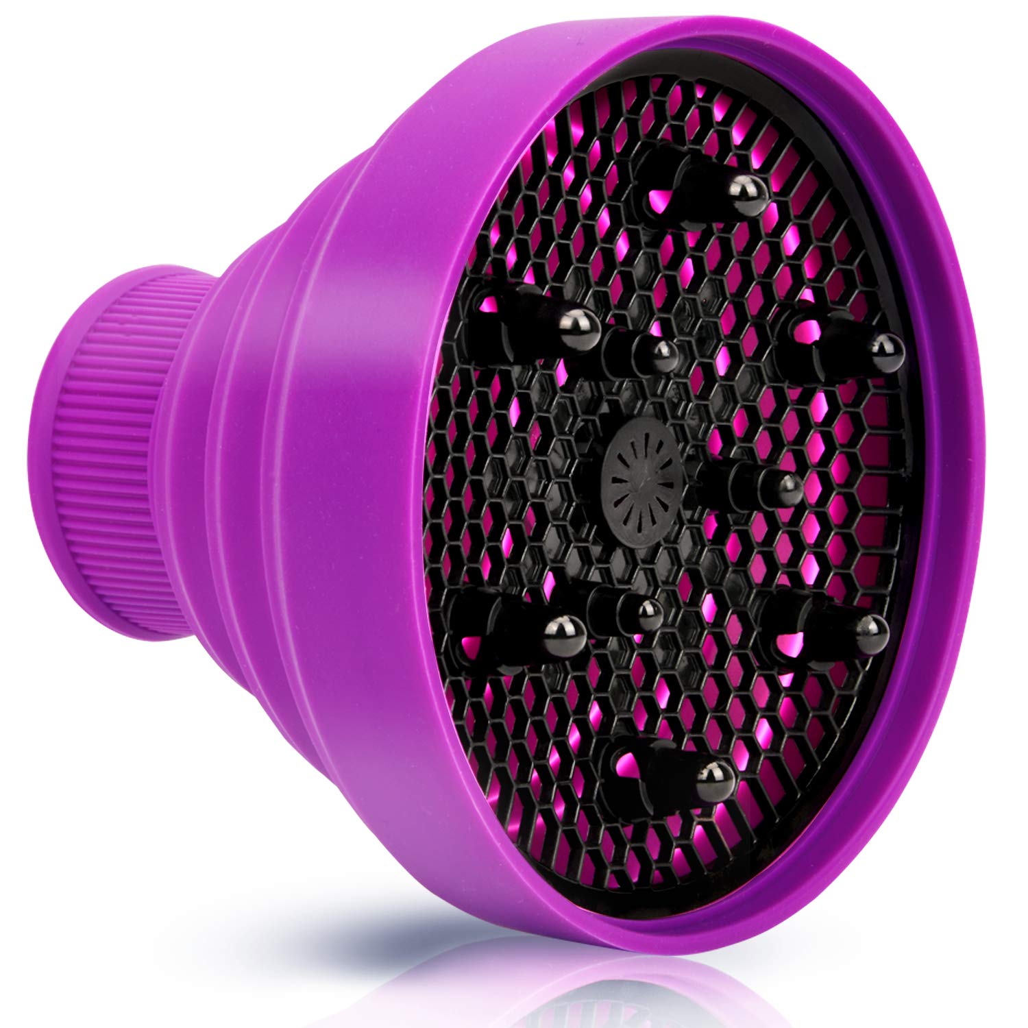 WAJIAYON folding travel hair diffuser compressed flat to demonstrate its compact and portable design.