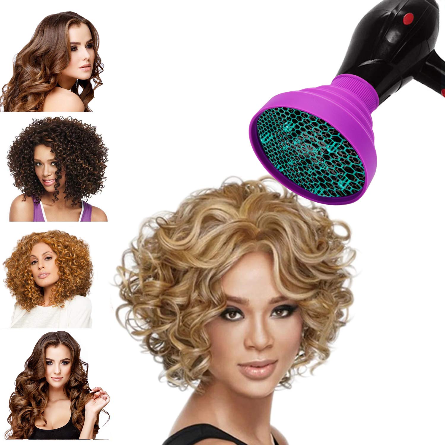 WAJIAYON silicone diffuser showing the inner detachable filter net for essential oil hair styling.