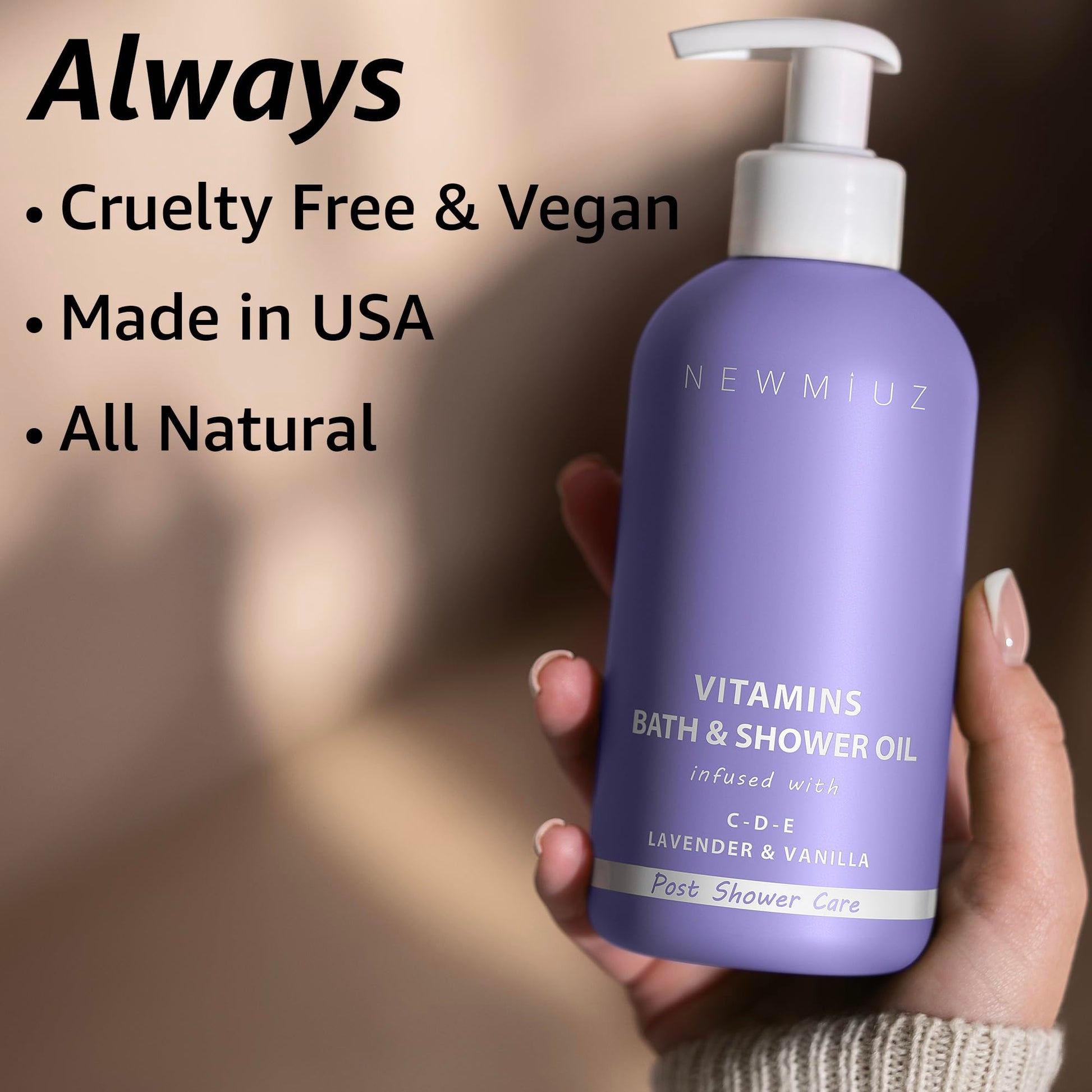 Authentic imported New Miuz non greasy shower oil texture display