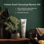 The Grandpa Soap Company Cottonseed Shower Oil texture and lather display