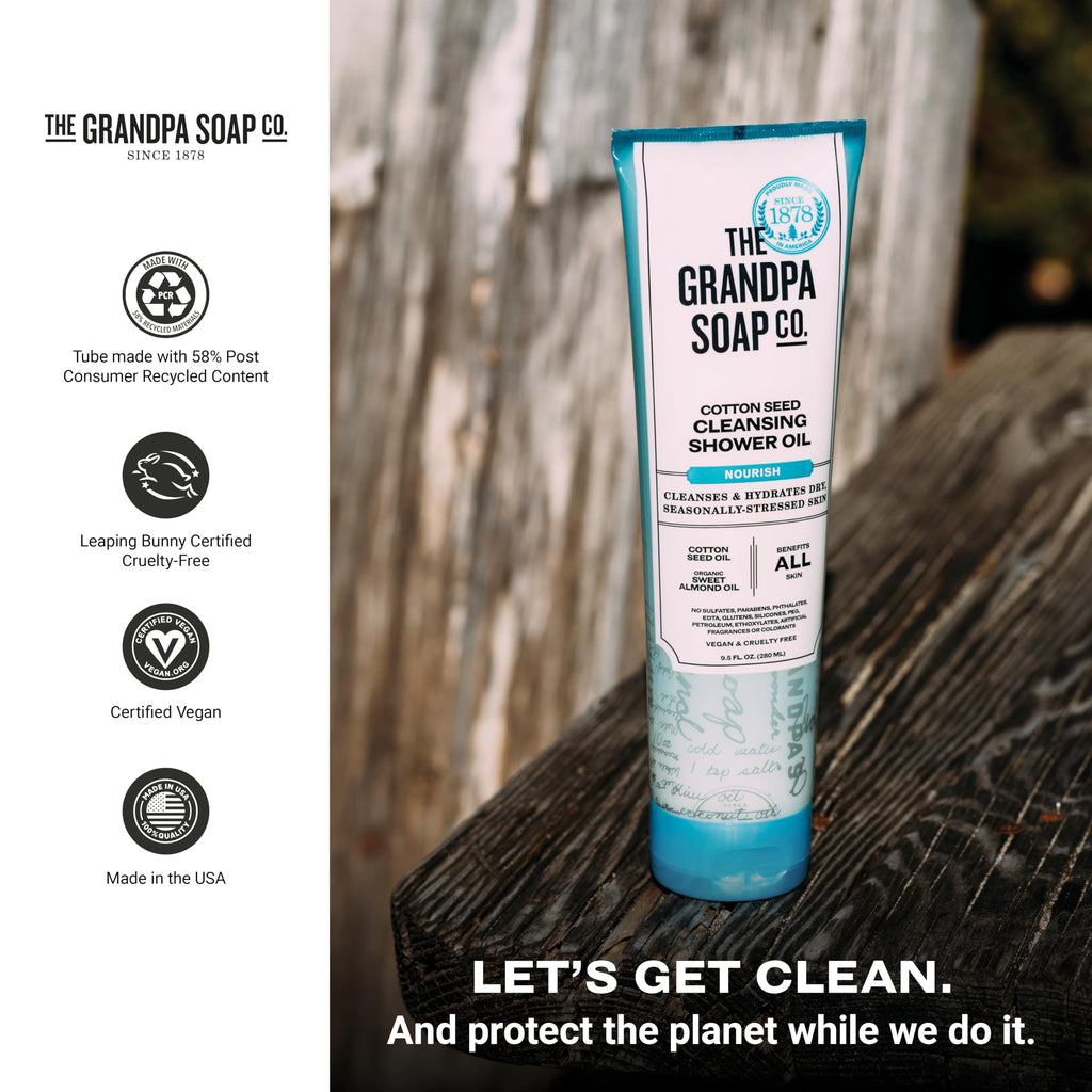 The Grandpa Soap Company Cottonseed Cleansing Shower Oil lifestyle image