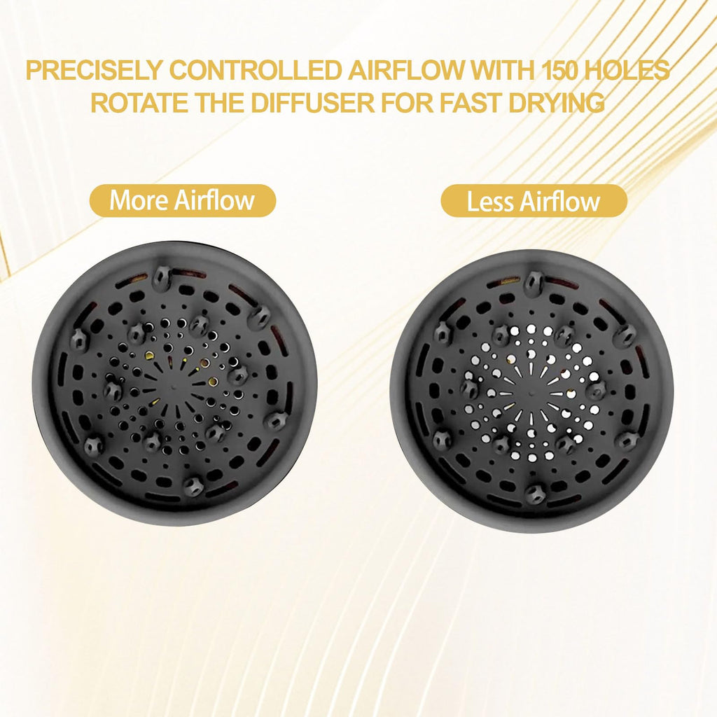 Oversized black hair diffuser attachment showcasing the long volumizing prongs for root lifting.