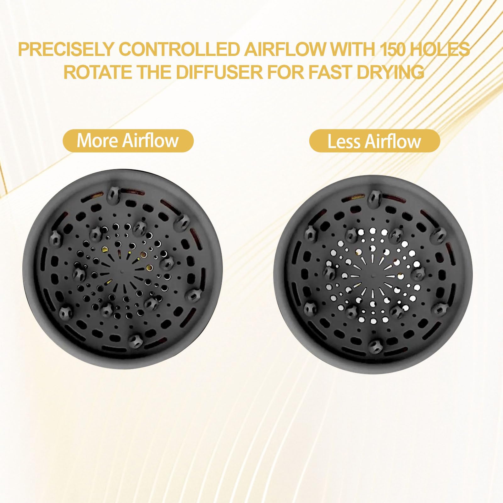 Oversized black hair diffuser attachment showcasing the long volumizing prongs for root lifting.