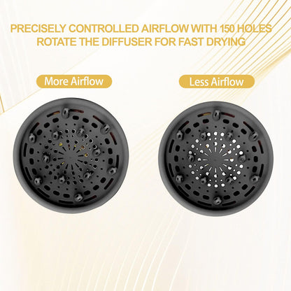 Oversized black hair diffuser attachment showcasing the long volumizing prongs for root lifting.