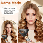 Dome mode setting visualization for creating soft natural waves and minimizing frizz.