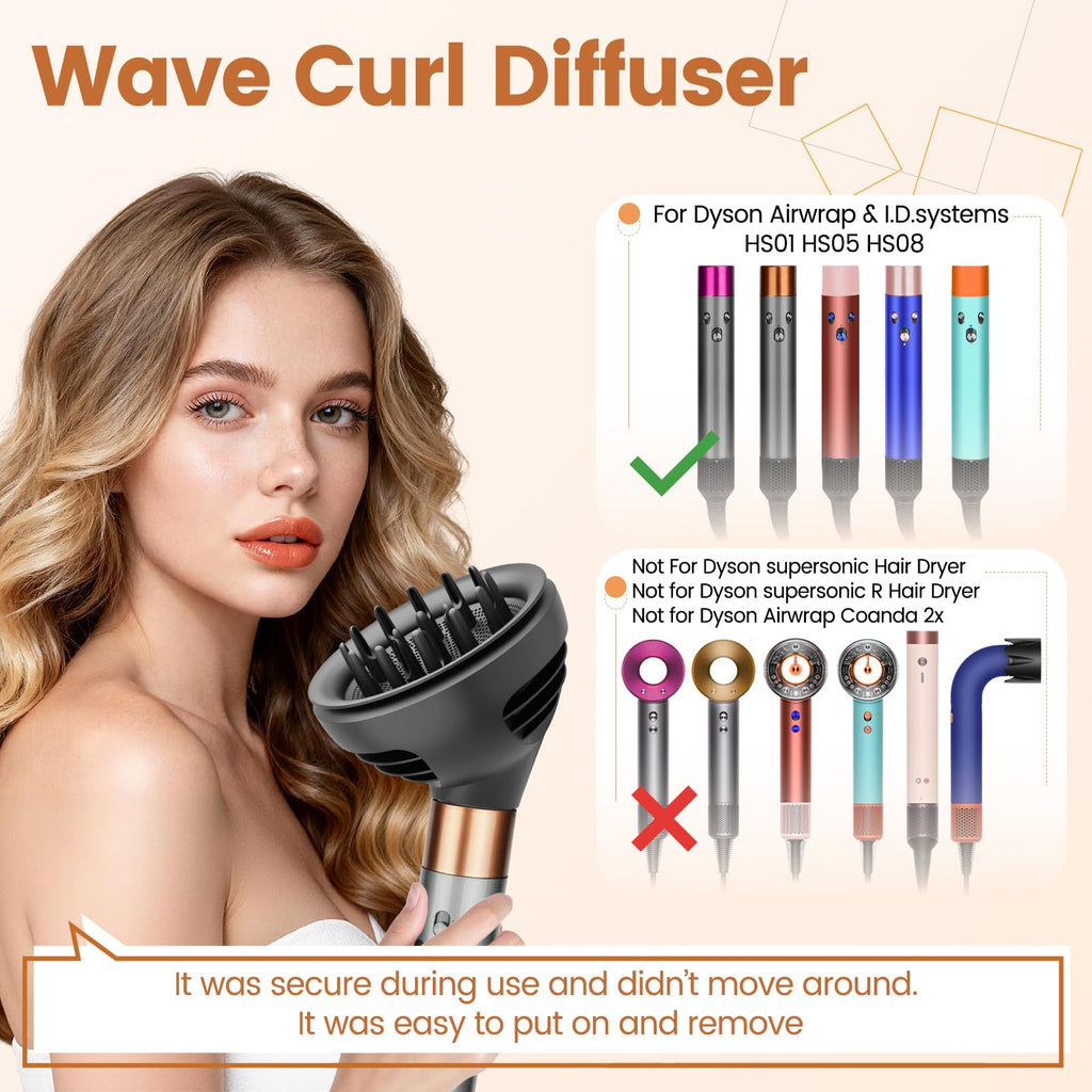 Aesthetic lifestyle shot of the upgraded hair diffuser tool for textured hair types.