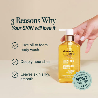 Thanks to Nature cleansing oil body wash for dry skin hydration