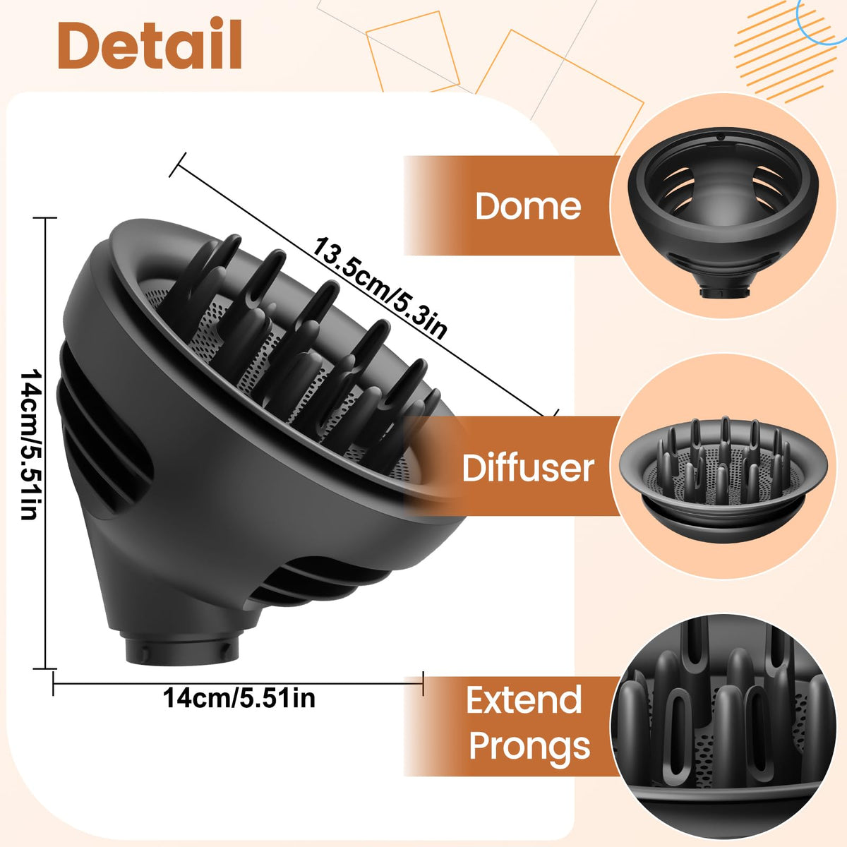 Packaging contents of the authentic imported wave and curl diffuser accessory.