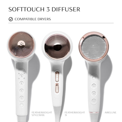 Side profile of the authentic USA imported T3 curly hair diffuser emphasizing its ergonomic shape.