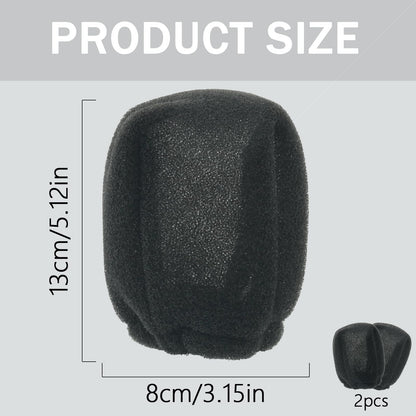 Two pack of black foam hot sock diffusers displayed flat to showcase travel portability.