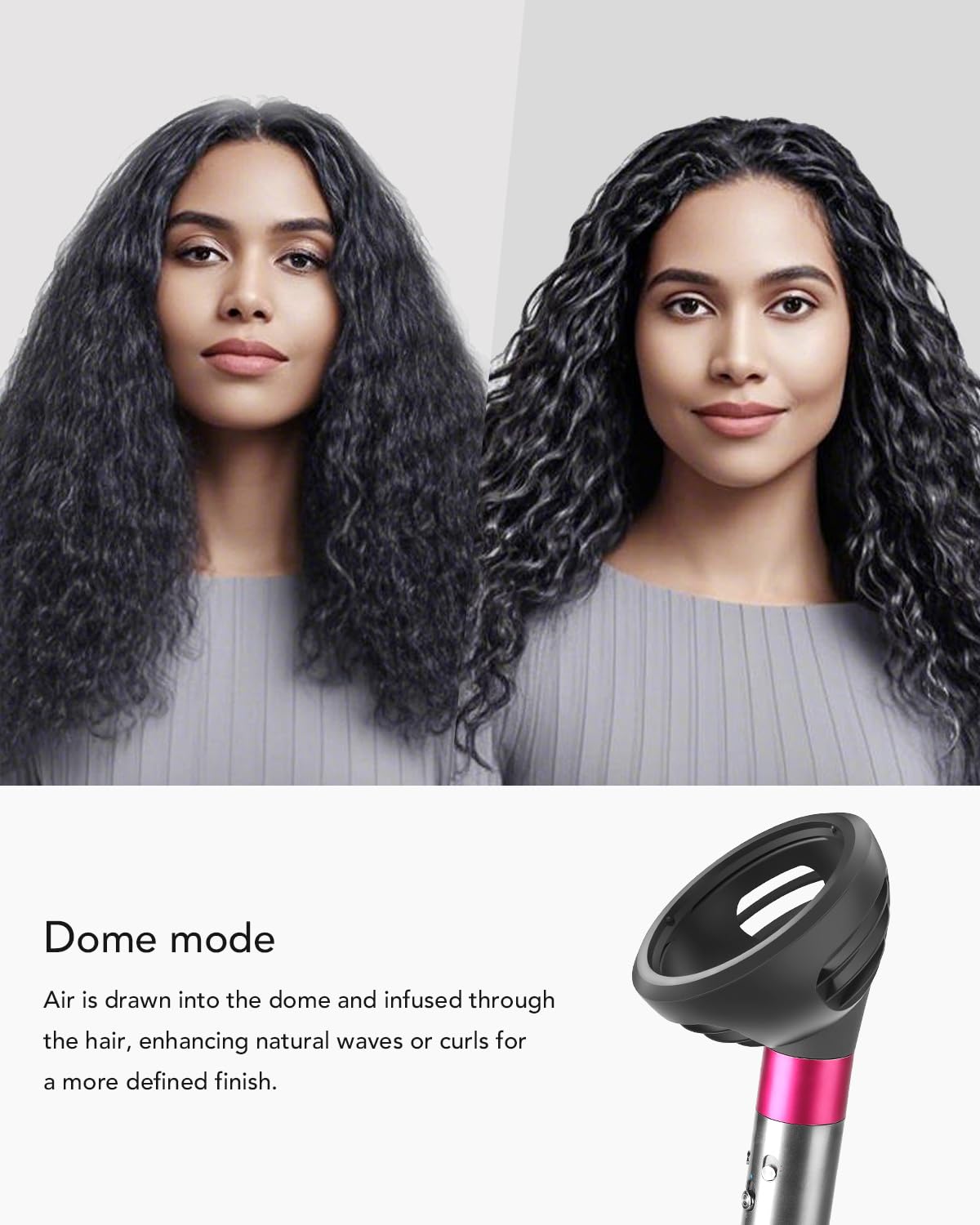 Rear interface view of the curly hair diffuser showing compatibility locks for styler models.