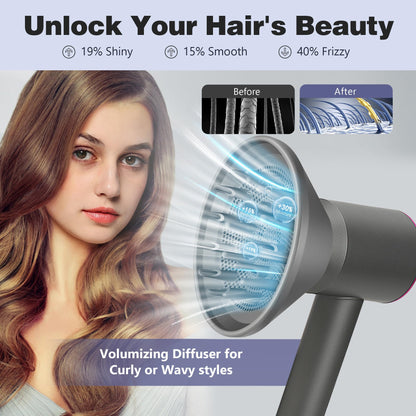 Magnetic styling nozzle for wavy and coily hair texture enhancement