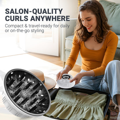 Evalunira hair tool diffuser attached to a standard professional hair dryer nozzle