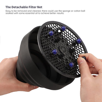 The elastic nozzle opening of the Segbeauty travel diffuser indicating compatibility measurements.