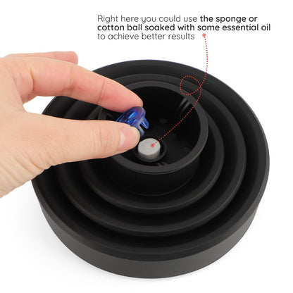 Segbeauty travel friendly hair diffuser placed next to travel luggage to illustrate portability.