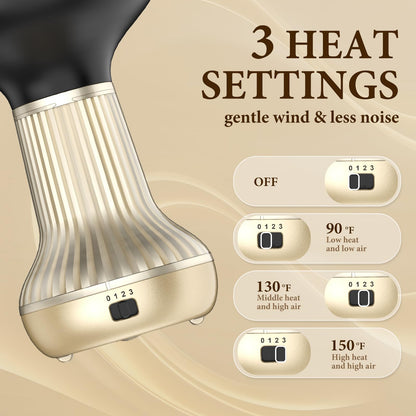 Bautia all in one volumizing hair dryer highlighting three adjustable temperature buttons