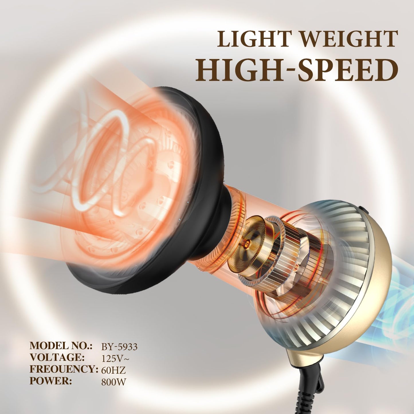 Bautia 800W professional hair diffuser showing the attached ALCI safety plug close up