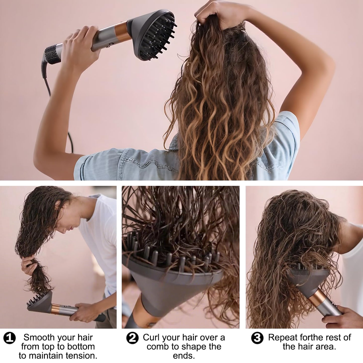 Black plastic hair diffuser attachment designed for premium multi-styler compatibility