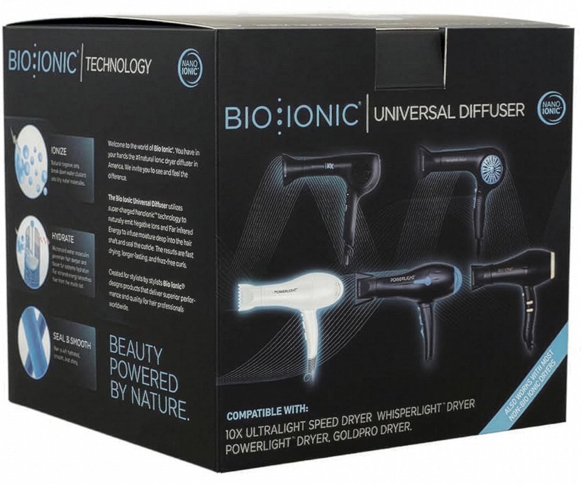 Bio Ionic ionic mineral infused styling attachment demonstrating the nozzle fit mechanism