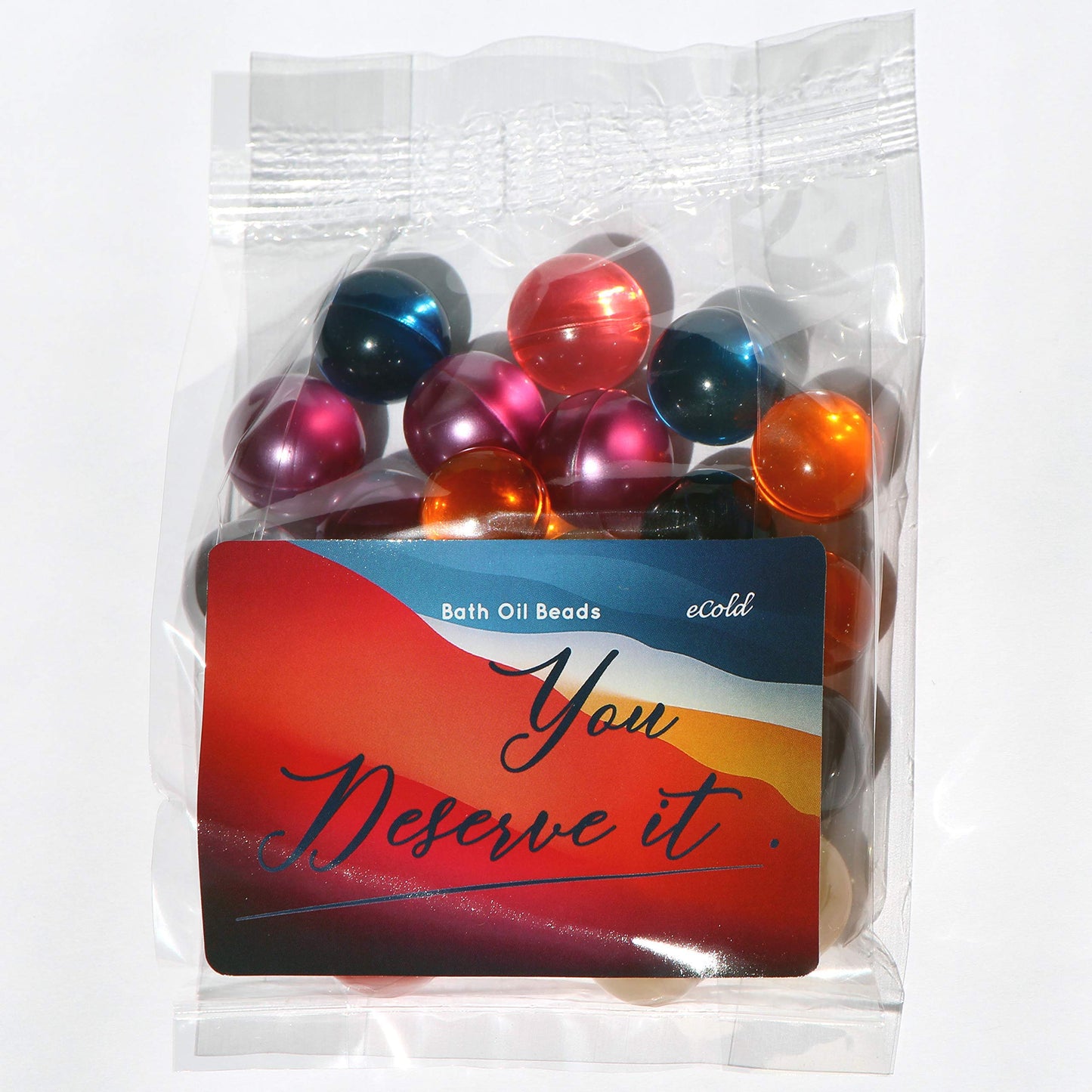 SKLEERskincare hydrating bath oil beads gift packaging containing twenty five mixed counts.