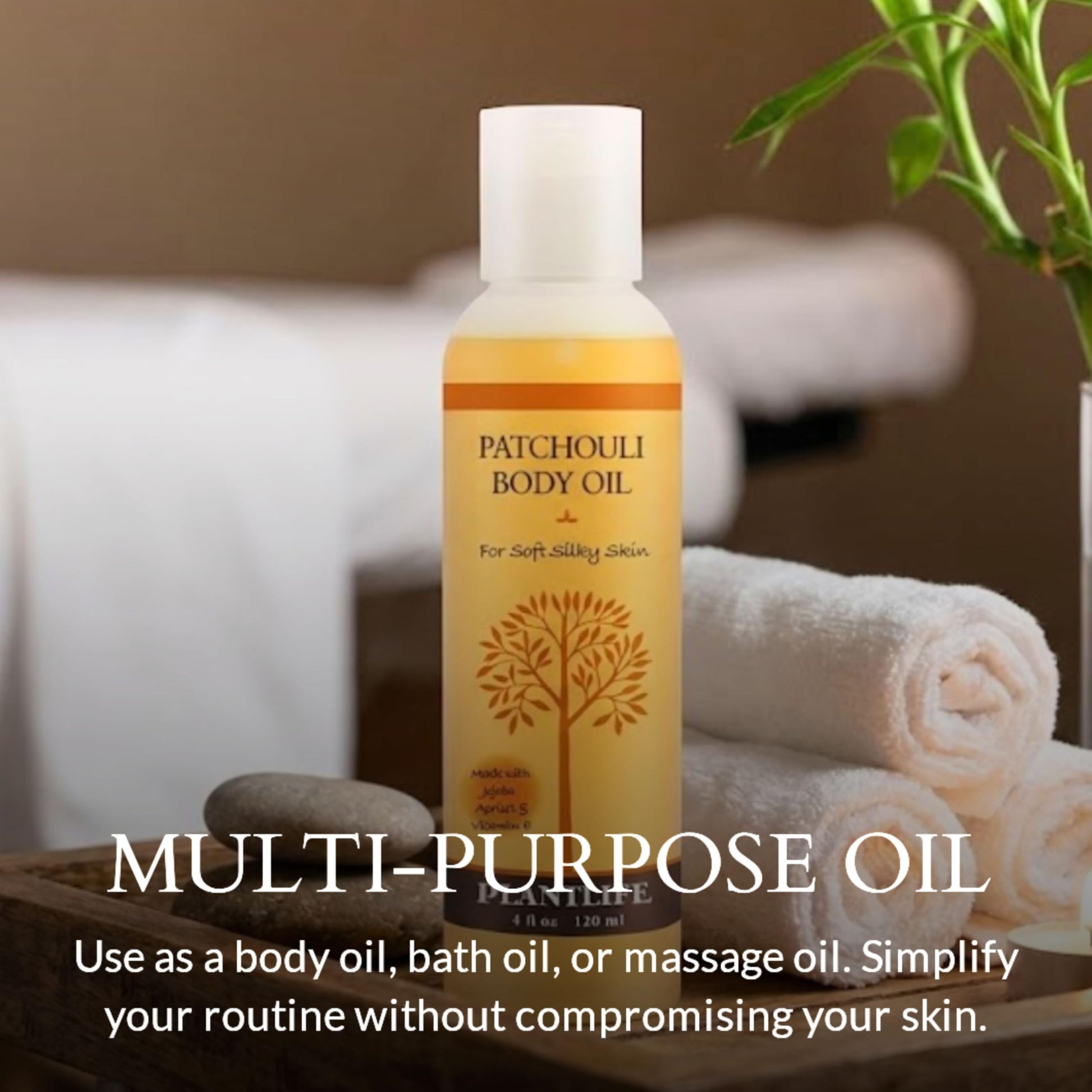 Plantlife Patchouli natural body oil four ounce bottle for dry skin nourishment