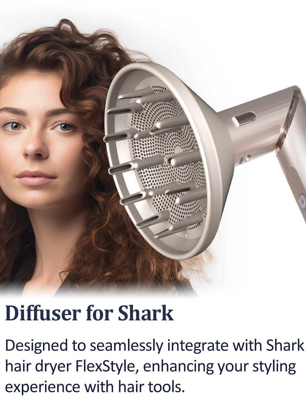 Grey curl defining diffuser accessory compatible with Shark hair drying systems
