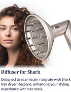 Grey curl defining diffuser accessory compatible with Shark hair drying systems