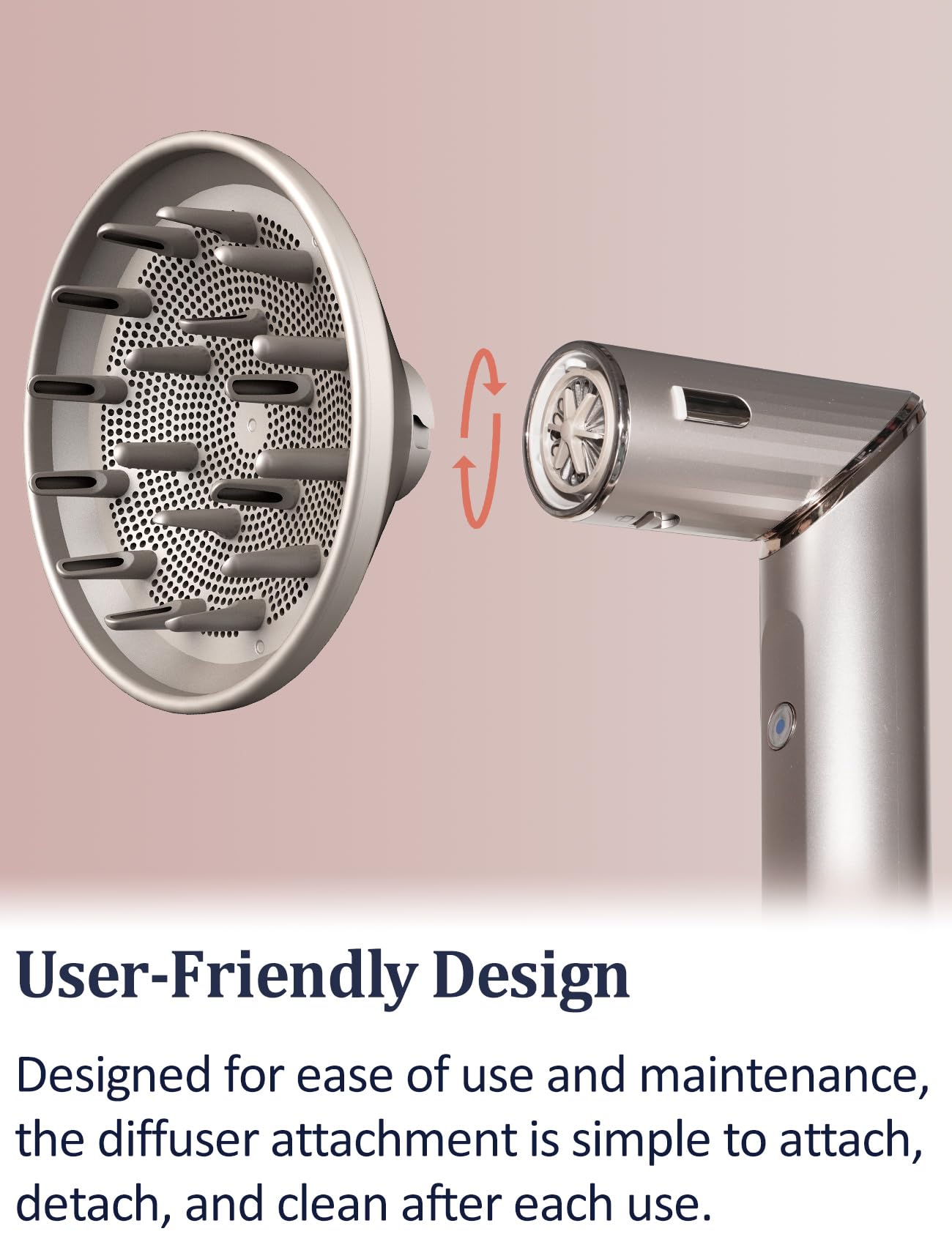 Close up view of the secure connection interface on the Nekuma hair styling attachment