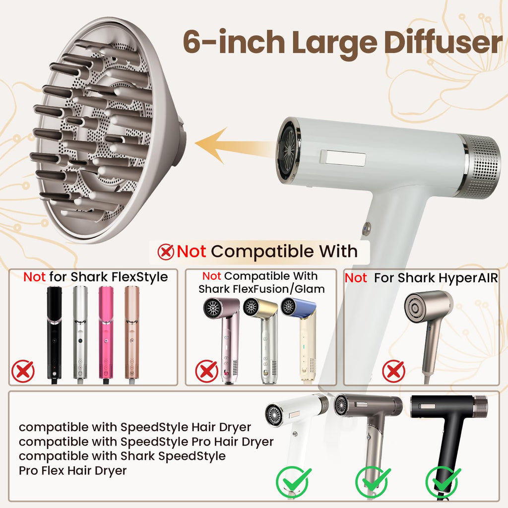 Beige upgraded hair diffuser nozzle attachment showing deep teeth for root volume