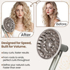 Premium curly hair diffuser attachment showcasing even airflow ventilation pattern
