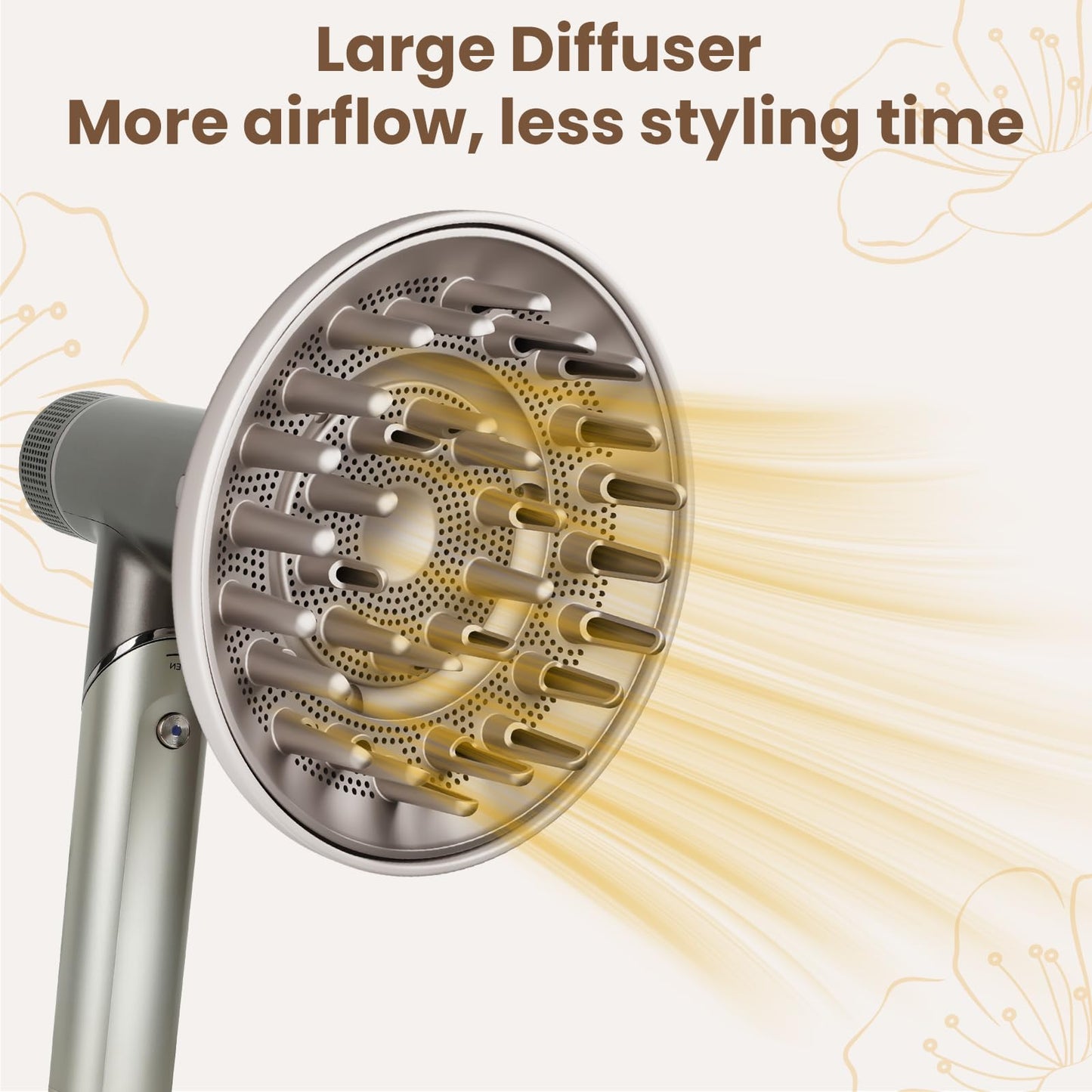 Side view profile of the large beige styling diffuser for wavy and coily hair