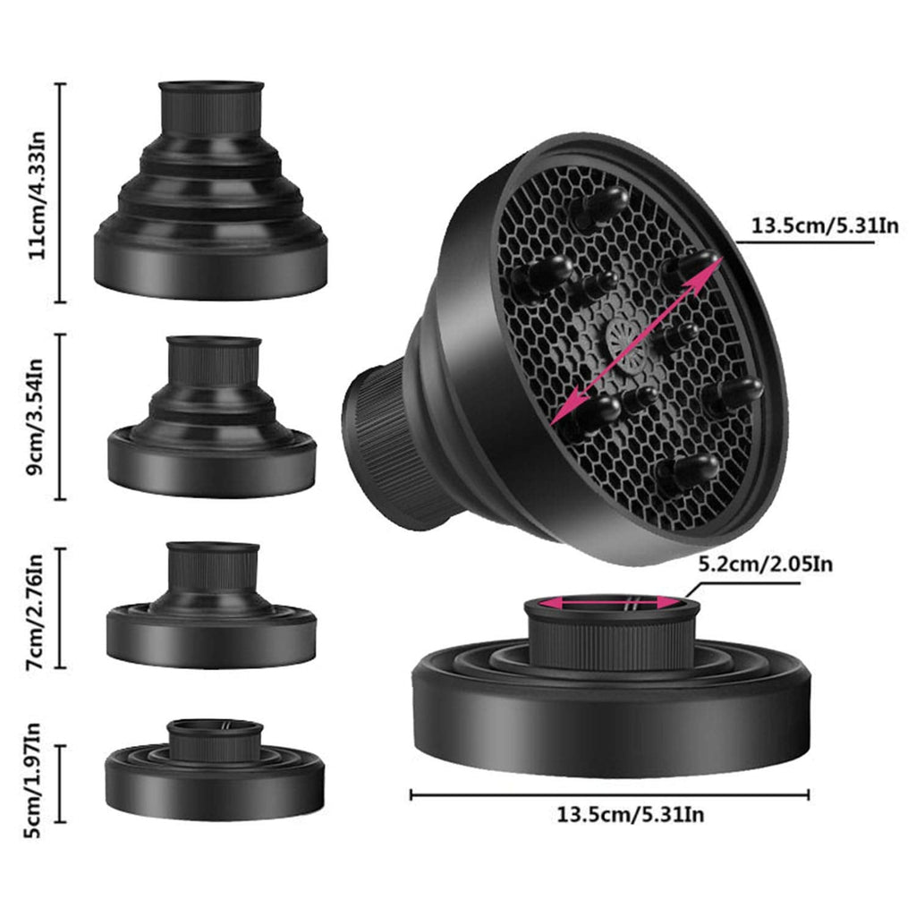 WAJIAYON collapsible travel hair diffuser folded completely flat for compact storage